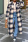 Multicolor Fashion Casual Plaid Slit Cardigan Turndown Collar Outerwear