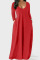 Rose Red Casual Solid Split Joint V Neck Straight Dresses