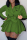 Green Sweet British Style Solid Split Joint Turn-back Collar Long Sleeve Dress Plus Size Dresses