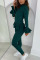 Green Fashion Casual Patchwork Solid Turtleneck Long Sleeve Tops Two Pieces Set