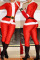 Red Fashion Casual Patchwork Basic Half A Turtleneck Skinny Jumpsuits (Have Christmas Hat)