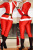 Red Fashion Casual Patchwork Basic Half A Turtleneck Skinny Jumpsuits (Have Christmas Hat)
