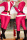 Rose Red Fashion Casual Patchwork Basic Half A Turtleneck Skinny Jumpsuits (Have Christmas Hat)