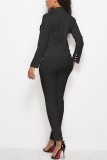 Black Fashion Casual Long Sleeve Suit Set