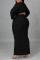 Brown Fashion Casual Solid Bandage Hollowed Out O Neck Long Sleeve Plus Size Dresses