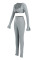 Grey Fashion Casual Solid Split Joint Long Sleeve Three Pieces