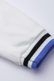 Light Blue Casual Print Patchwork Mandarin Collar Outerwear
