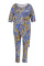 Khaki Fashion Casual Print Asymmetrical Off the Shoulder Plus Size Two Pieces