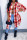 Red Fashion Casual Plaid Cardigan Turndown Collar Outerwear