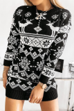 Red Casual Party Print Patchwork O Neck Straight Dresses