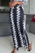 Black Fashion Casual Striped Print Tassel Split Joint Straight High Waist Straight Full Print Bottoms
