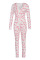 Pink Fashion Adult Living Print V Neck Skinny Jumpsuits