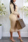 Khaki Sexy Solid Hollowed Out Split Joint O Neck One Step Skirt Dresses