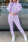 Purple Fashion Casual Solid Bandage Hooded Collar Long Sleeve Two Pieces