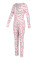 multicolor Fashion Adult Living Print V Neck Skinny Jumpsuits