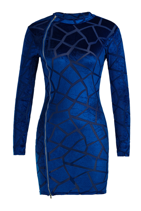 Wholesale Blue Sexy Patchwork Mesh O Neck Irregular Dress Dresses ...