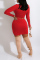 Red Fashion Sexy Solid Patchwork Square Collar Long Sleeve Two Pieces