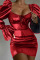 Red Sexy Solid Split Joint Square Collar One Step Skirt Dresses