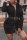 Black Fashion Casual Solid Split Joint Zipper Collar Long Sleeve Dresses (Without Belt)