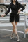 Silver Fashion Casual Solid Split Joint Zipper Collar Long Sleeve Dresses (Without Belt)