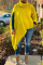 Yellow Fashion Casual Solid Slit Asymmetrical Turtleneck Tops