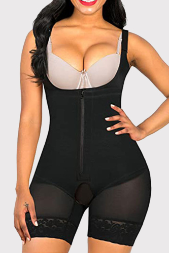 Black Sexy Casual Solid Patchwork Bustiers