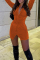 Orange Fashion Sexy Solid Fold Turndown Collar Long Sleeve Dresses
