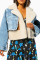 Blue Street Solid Patchwork Asymmetrical Turn-back Collar Outerwear