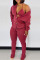 Yellow Casual Solid Patchwork Buckle Slit V Neck Long Sleeve Two Pieces