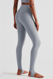 Grey Casual Sportswear Solid Hollowed Out Skinny High Waist Trousers