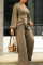 Khaki Casual Solid Split Joint Draw String Fold Half A Turtleneck Straight Jumpsuits