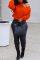 Orange Fashion Casual Solid Hollowed Out Tops