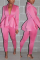Pink Fashion Sexy Ruffled Fashion Suit