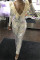 Apricot Fashion Sexy Sequins Long Sleeve Jumpsuit