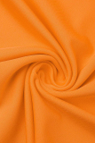 Orange Fashion Casual Solid Asymmetrical Oblique Collar Plus Size Two Pieces