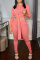 Tangerine Red Fashion Casual Solid Slit Hooded Collar Long Sleeve Two Pieces