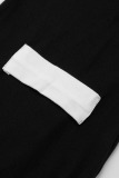 Black Casual Solid Bandage Patchwork U Neck Vest Dress Plus Size Two Pieces