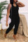 Red Fashion Casual Solid Basic O Neck Regular Jumpsuits
