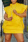 Yellow Fashion Casual Solid Basic Hooded Collar Dresses