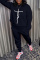 Black Fashion Casual Print Basic O Neck Long Sleeve Two Pieces