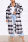 Pink Casual Plaid Print Split Joint Buckle Turndown Collar Outerwear