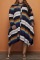 Stripe Casual Striped Print Split Joint Buckle Asymmetrical Turndown Collar Irregular Dress Plus Size Dresses