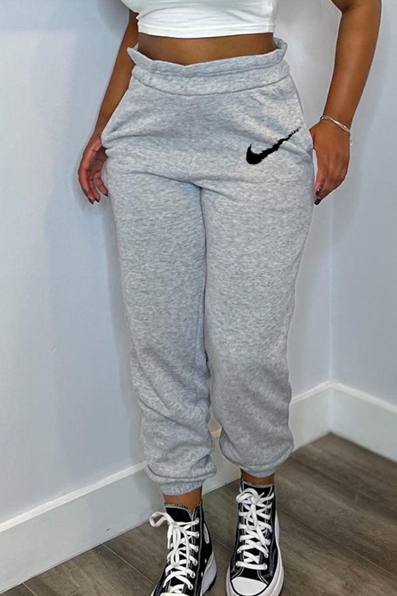 

Grey Fashion Casual Print Split Joint Bottoms