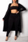 Black Sexy Solid Split Joint Strapless Long Sleeve Three Pieces