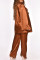 Brown Fashion Sexy Solid Bandage Turndown Collar Long Sleeve Three-piece Set