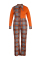 rose red Fashion Sexy Turndown Collar Plaid Patchwork Jumpsuits