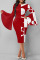 Red Casual Elegant Print Patchwork O Neck One Step Skirt Dresses