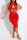 Red Sexy Patchwork Bandage Hollowed Out Sequins Backless Halter Sleeveless Dress