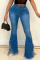 Blue Fashion Casual Solid Tassel High Waist Boot Cut Denim Jeans