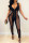 Black Fashion Sexy Patchwork See-through V Neck Skinny Jumpsuits